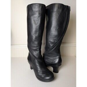 Dansko Women's Black Leather Knee High Boots Riding Spiral Zipper EU 42 US 11.5